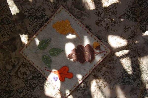 embroidered felt fall leaves