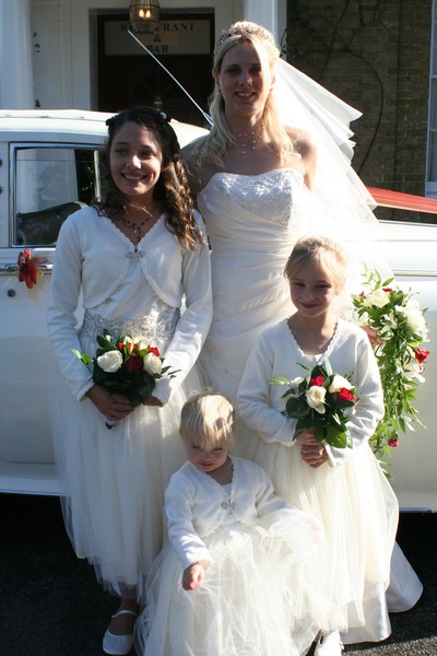 Bride and her flower girls