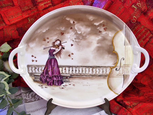 Hand painted tea service with musical motifs