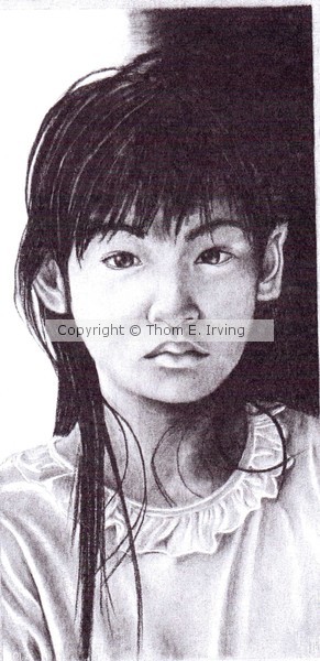 Asian Girl, Charcoal drawing