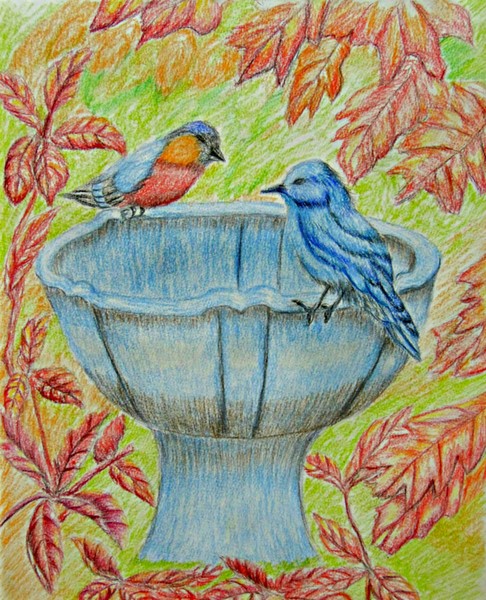 blue birds on Autumn Day