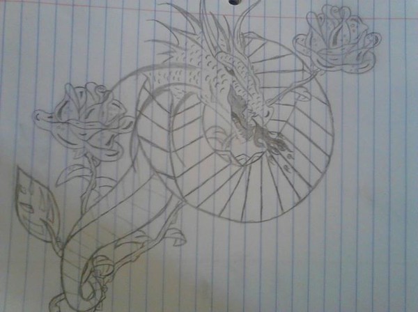 dragon and roses