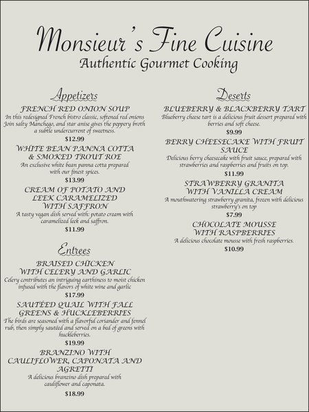 Fancy Menu