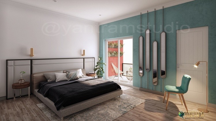 3D Interior Visualization of Master Bedroom By Yantram 3D Interior Design Studio, Houston, Texas