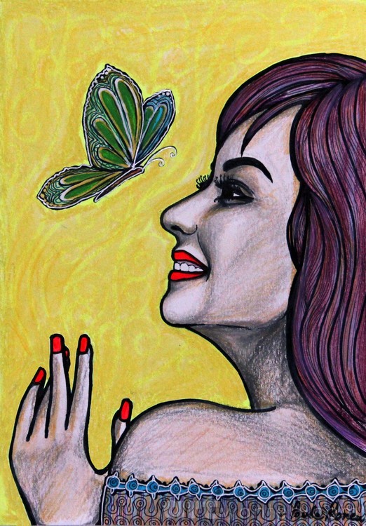 Woman with butterfly