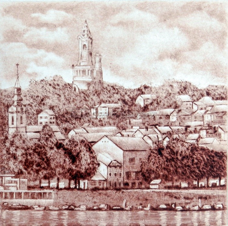 Panorama of Zemun. Artistic souvenir of Zemun