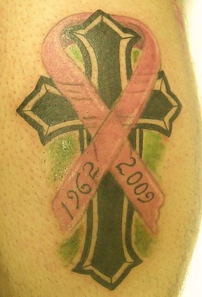 Pink Ribbon With Cross Tattoo  Tattoo Designs Tattoo Pictures