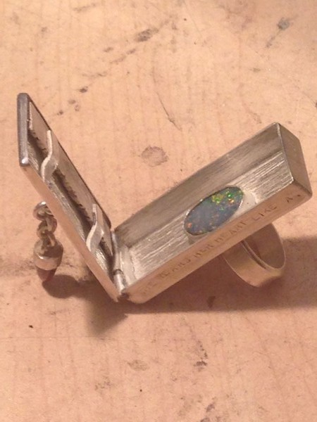 Sterling Silver Ring w Black Opal, Garnet 2nd pic