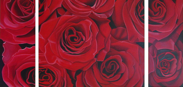 drie luik rode rozen