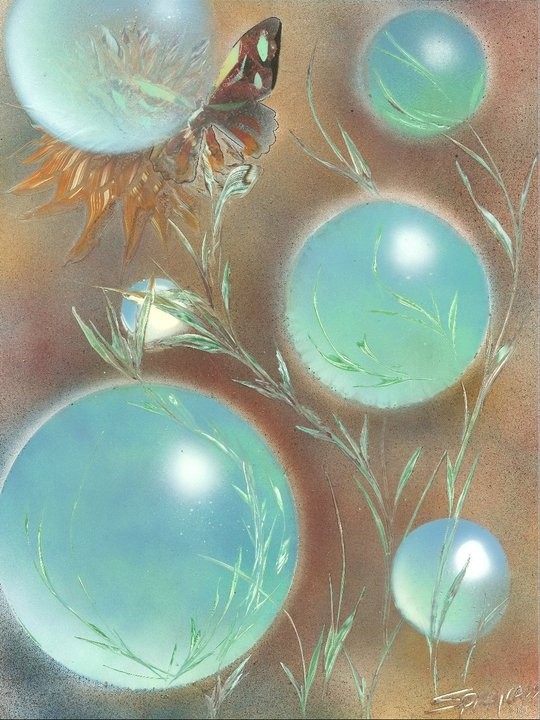 Title Bubbles of realityArtist R2R0 Spraycasso Date 12102010Medium Spray paintMedia 11x14 Posterboar