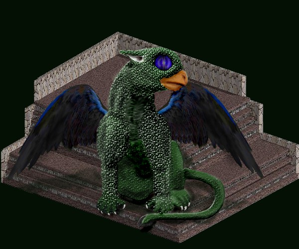 Griffon on a stair
