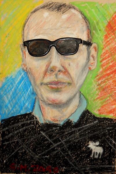 Portrait of Markus Teodorakys-oil pastel and recyc
