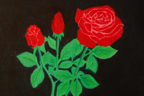3 red roses