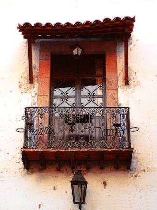 Red rural balcony