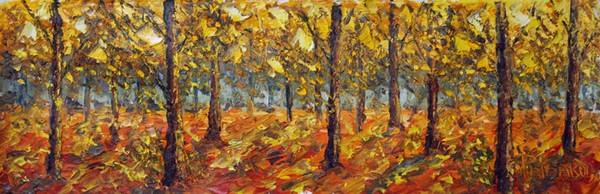 pre-painting Autumn PARK 214. Oil on canvas. 24x70