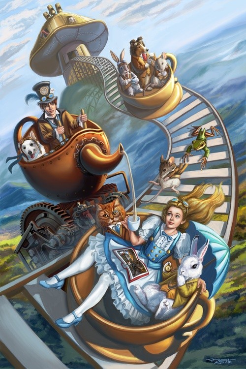 Steampunk Alice in Wonderland Teacups