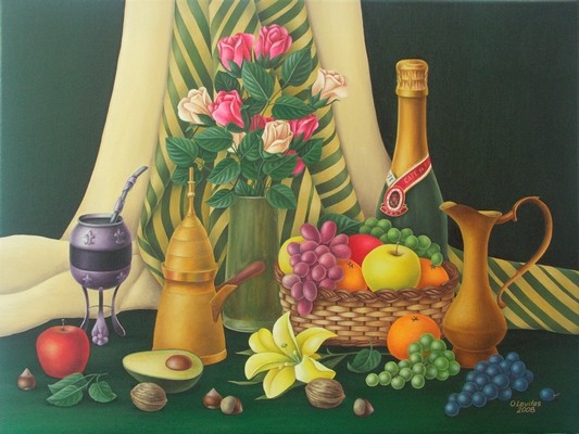 Still life in dark green