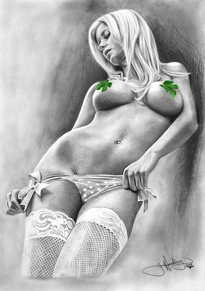 Nude female Drawing by john harding ArtWanted.com.