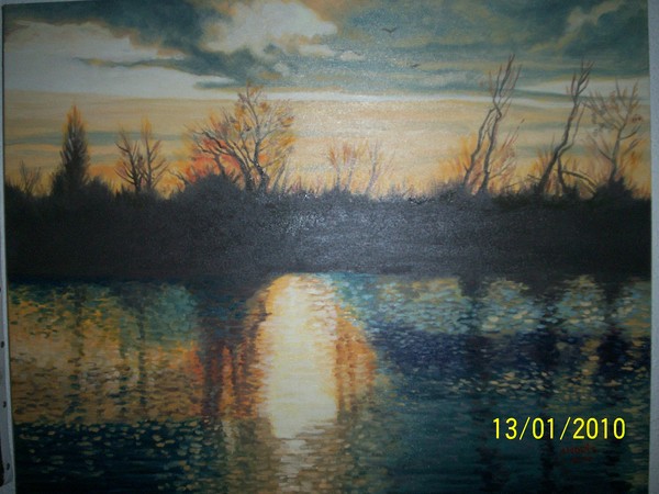 sunset on the river