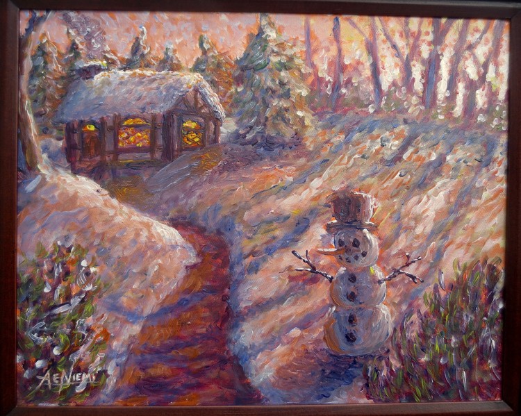 Winter Evening Snowman