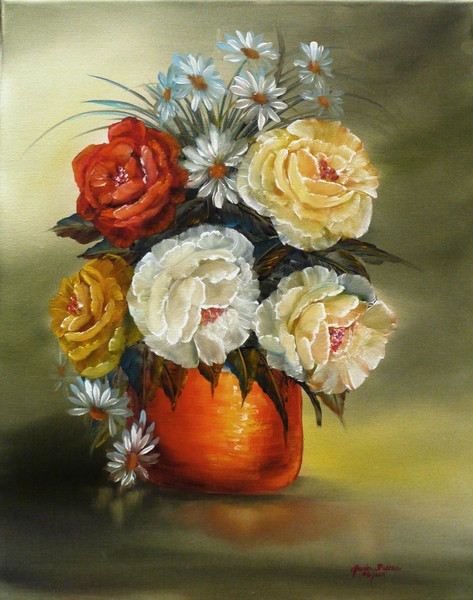 Roses in a Copper Pot