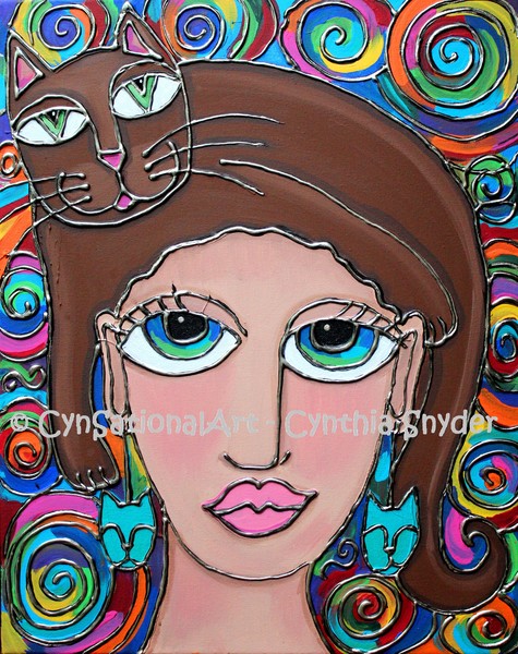 Cat Lady with Brown Hair