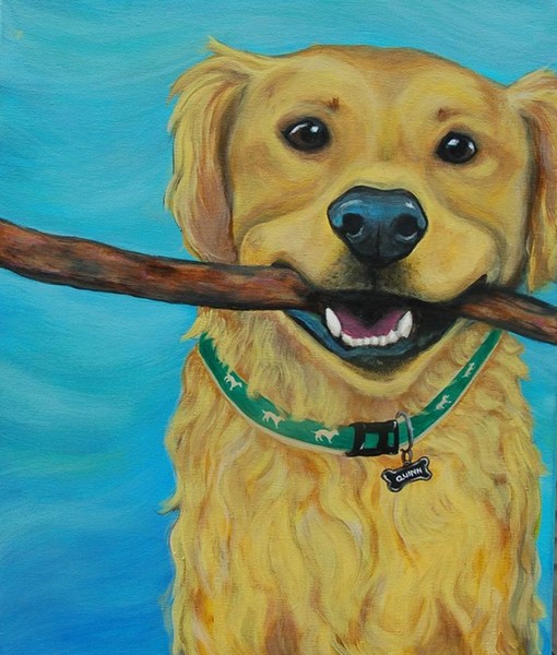 quinn  golden retriever painting