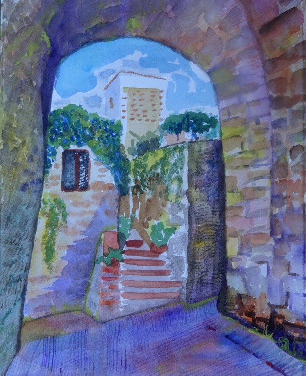 Under arches in San Gimignano