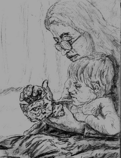 Mother, Child, and Kitten