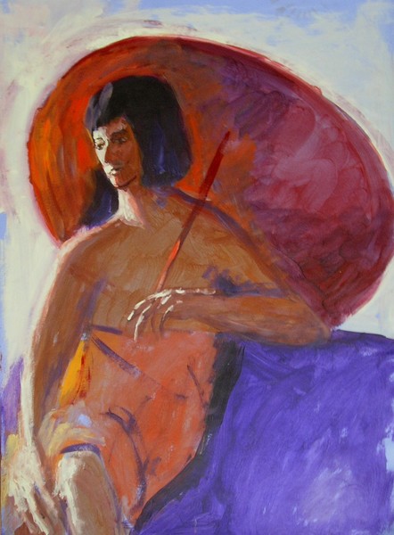 Model with a paraplu