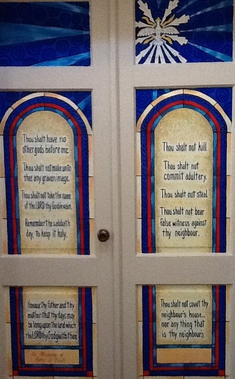 Ten Commandments Faux stained glass doors
