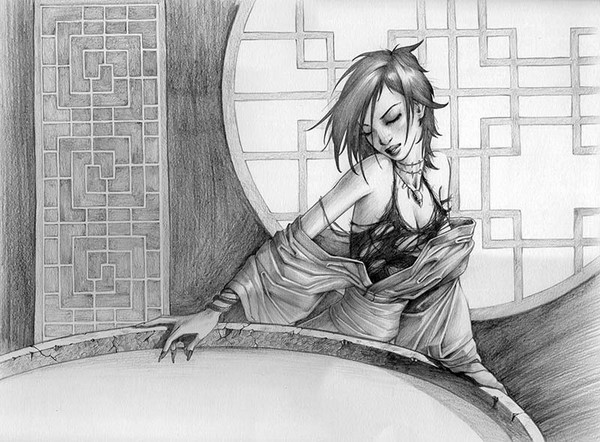 Reflecting Pool pencil drawing