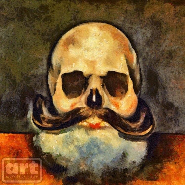 Skull with a beard and mustache