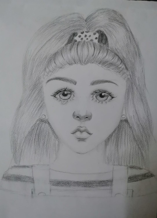 a girl with a tear in her right eye Mahum