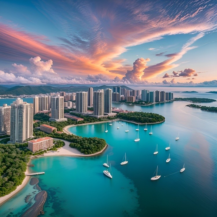 Beautiful landscape of nature and city in harmony.