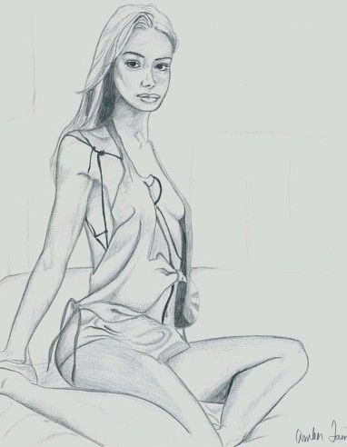 Girl sitting on bed (SOLD)
