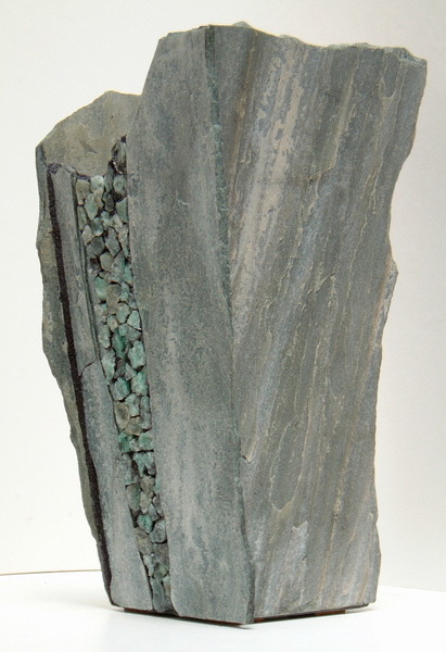 STONE VASE in QUARTZITE with EMERALDS
