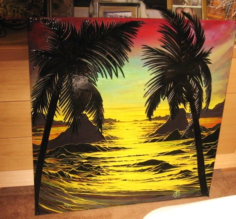 BLACK PALMS- 40x40 in. ORIGINAL