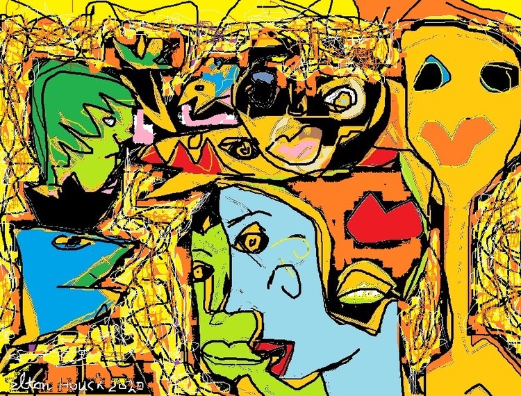 2 minute art--another awful cyber blind date..(c) 2020..Elton Houck..digital..Negative Shuffling art
