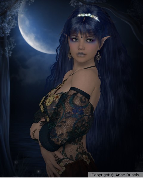 Blue Elf in Moonlight