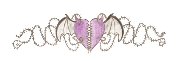 barb wire heart back piece design