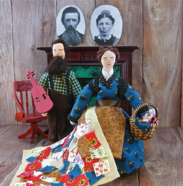 Charles and Caroline Ingalls Miniature Art Dolls
