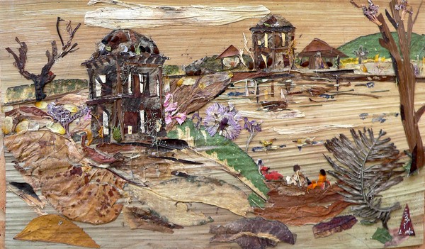 Ruined Structures Near Pond