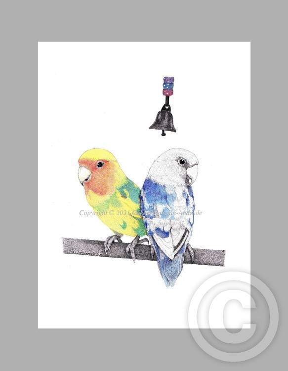 Love Birds Ink Pointillism