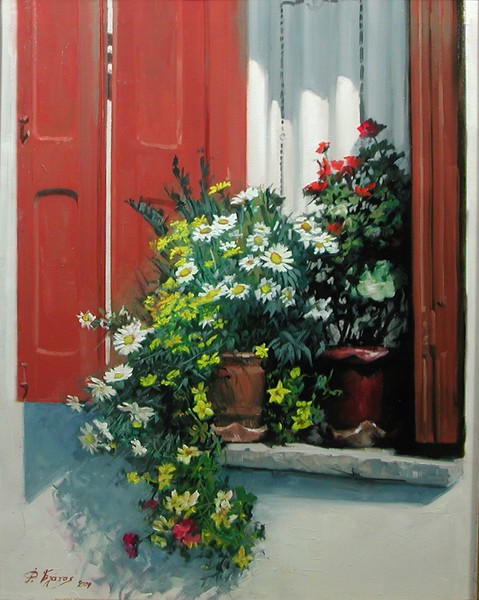 window in Scopelos,Greece