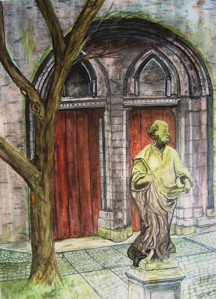 NORTH DOORWAY TO CHURCH IN BRUGES BELGIUM