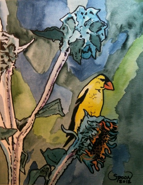 Gold Finch on Sunflower