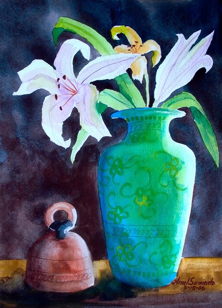 ORIGINAL WATERCOLOR FLOWER IN A VASE