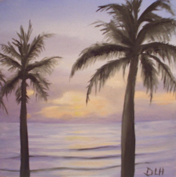 Sunset and palm trees