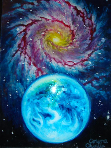 Earth and a galaxy